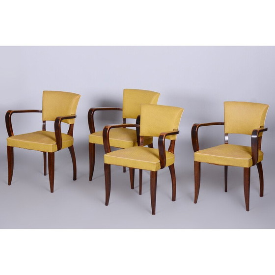 Image 1 of Ensemble de 4 chaises Art déco françaises vintage par l'architecte Jules Leleu, années 1930