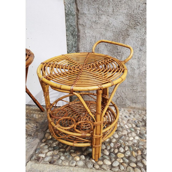 Image 1 of Ensemble de 6 tables en osier vintage de Bonacina, 1950