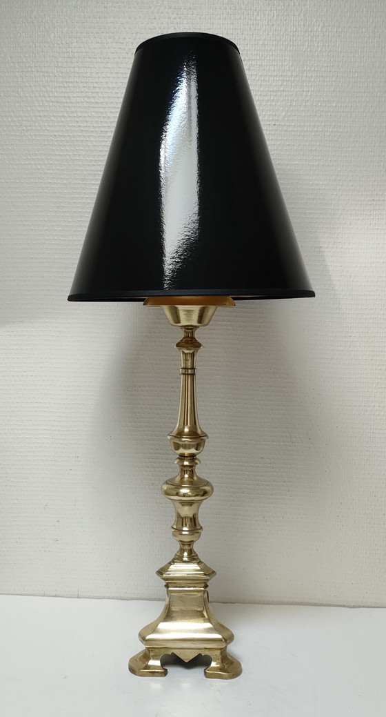 Image 1 of Lampe Bronze Doré Tripode Début Xxème H.50 Cm