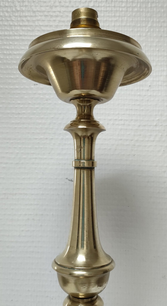 Image 1 of Lampe Bronze Doré Tripode Début Xxème H.50 Cm