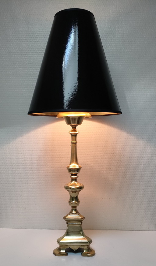 Lampe Bronze Doré Tripode Début Xxème H.50 Cm