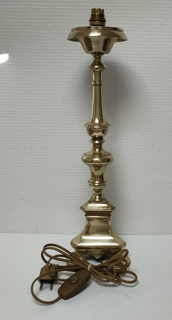 Image 1 of Lampe Bronze Doré Tripode Début Xxème H.50 Cm