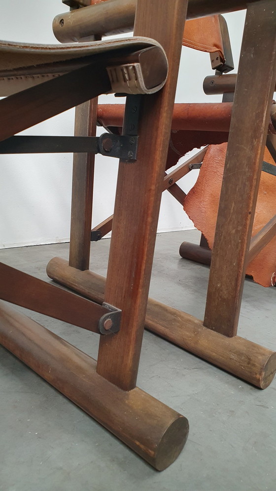 Image 1 of 2 OCA chaise pliante en cuir brasil saddle vintage 1960s rosewood