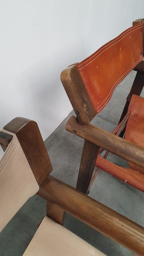 Image 1 of 2 OCA chaise pliante en cuir brasil saddle vintage 1960s rosewood