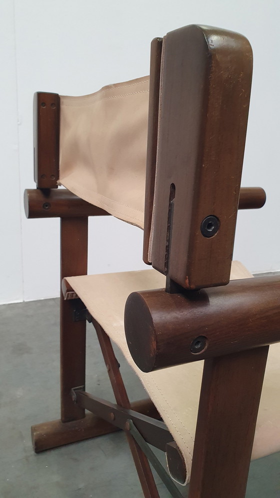 Image 1 of 2 OCA chaise pliante en cuir brasil saddle vintage 1960s rosewood