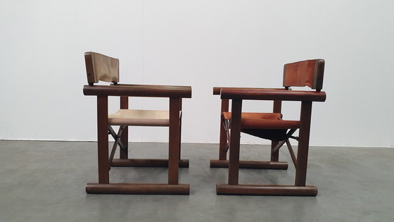 Image 1 of 2 OCA chaise pliante en cuir brasil saddle vintage 1960s rosewood