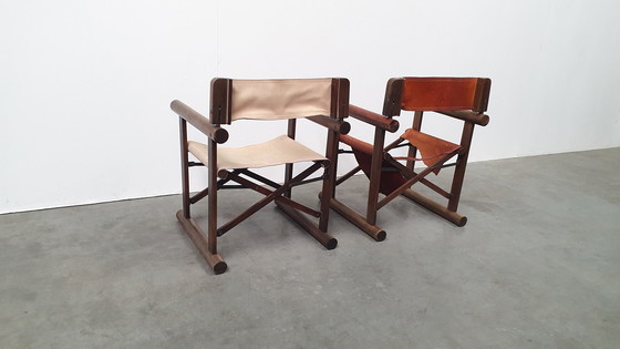 Image 1 of 2 OCA chaise pliante en cuir brasil saddle vintage 1960s rosewood