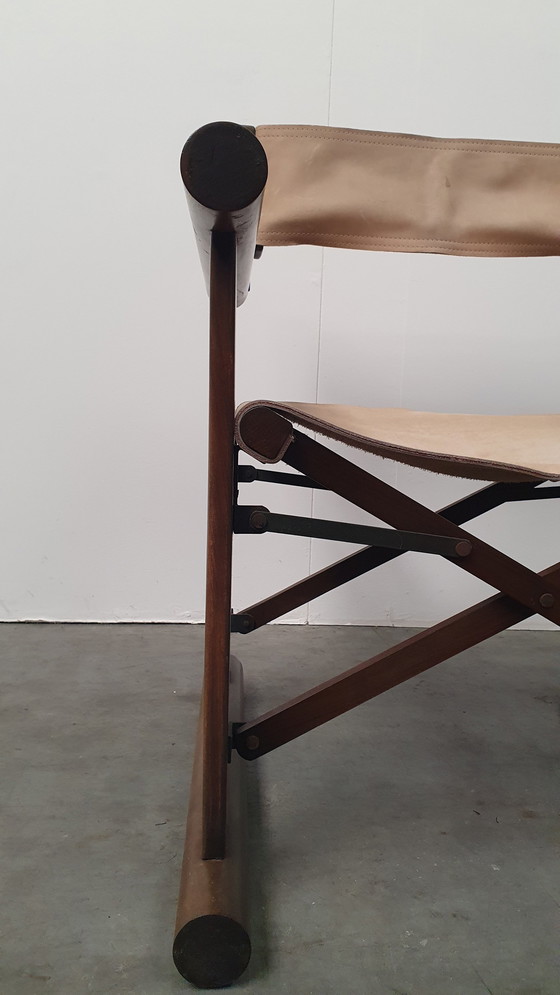 Image 1 of 2 OCA chaise pliante en cuir brasil saddle vintage 1960s rosewood