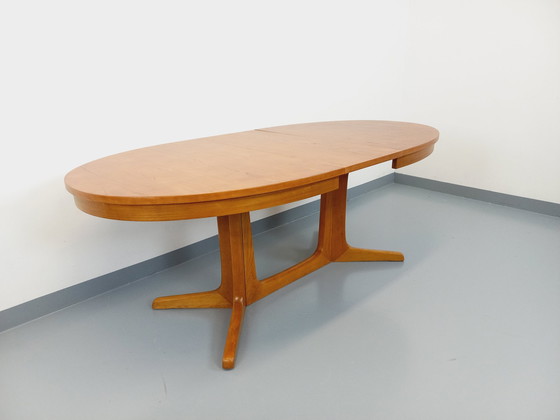 Image 1 of Table À Manger Ovale Baumann Vintage Des Années 60 70 En Bois D’Orme Clair Avec 2 Rallonges