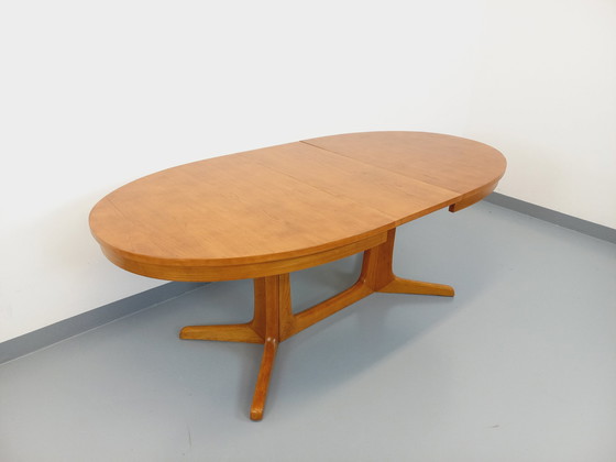 Image 1 of Table À Manger Ovale Baumann Vintage Des Années 60 70 En Bois D’Orme Clair Avec 2 Rallonges
