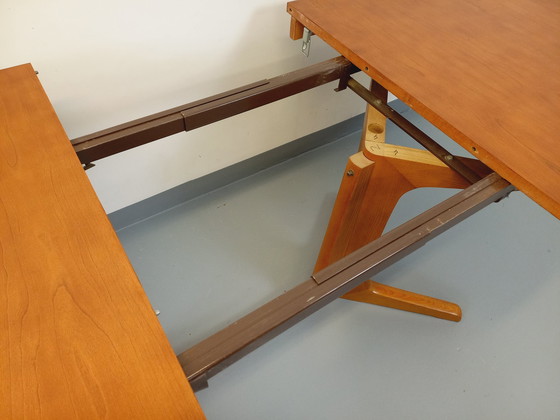 Image 1 of Table À Manger Ovale Baumann Vintage Des Années 60 70 En Bois D’Orme Clair Avec 2 Rallonges
