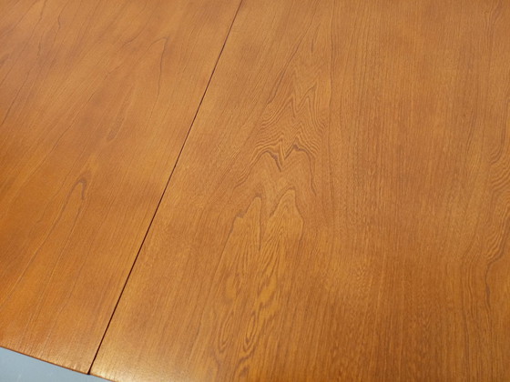 Image 1 of Table À Manger Ovale Baumann Vintage Des Années 60 70 En Bois D’Orme Clair Avec 2 Rallonges