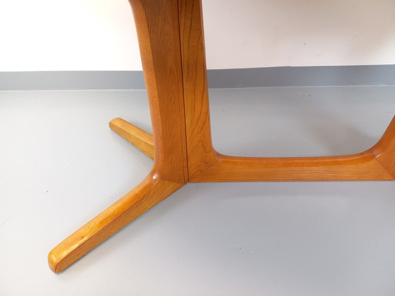 Image 1 of Table À Manger Ovale Baumann Vintage Des Années 60 70 En Bois D’Orme Clair Avec 2 Rallonges
