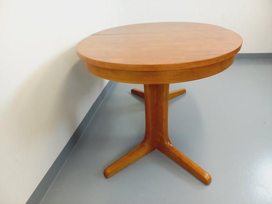 Image 1 of Table À Manger Ovale Baumann Vintage Des Années 60 70 En Bois D’Orme Clair Avec 2 Rallonges