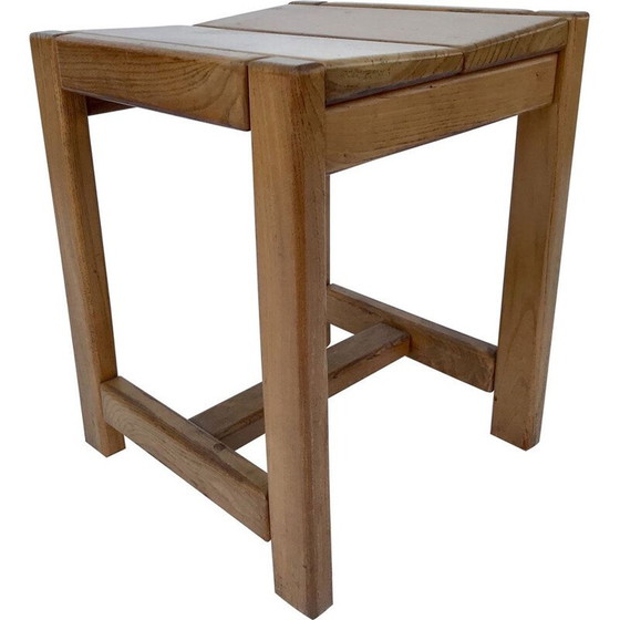 Image 1 of Tabouret vintage en orme massif, France 1970