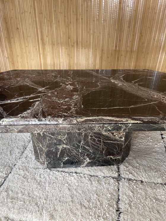Image 1 of Table basse / table à café vintage en marbre Rosso Levanto