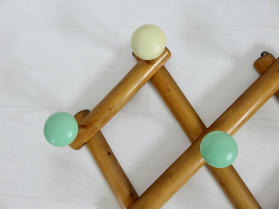 Image 1 of Porte Manteau Accordéon Boules Couleur Années 60
