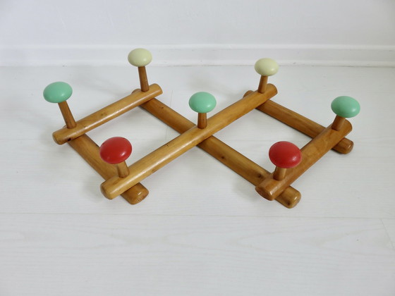 Image 1 of Porte Manteau Accordéon Boules Couleur Années 60