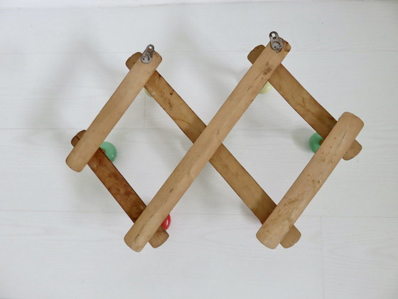 Image 1 of Porte Manteau Accordéon Boules Couleur Années 60