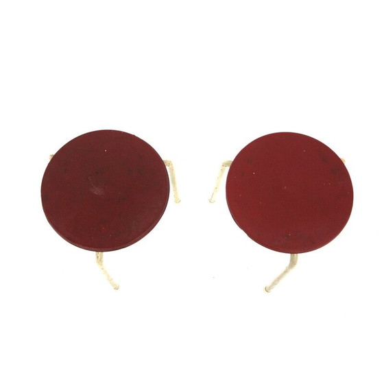 Image 1 of Paire de tabourets vintage en métal et simili cuir, Suède 1950