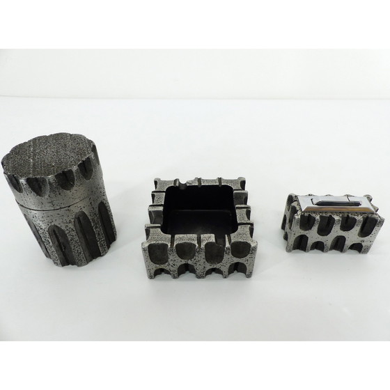 Image 1 of Set De Fumeur Brutaliste En Aluminium Casper Studioguss 1970