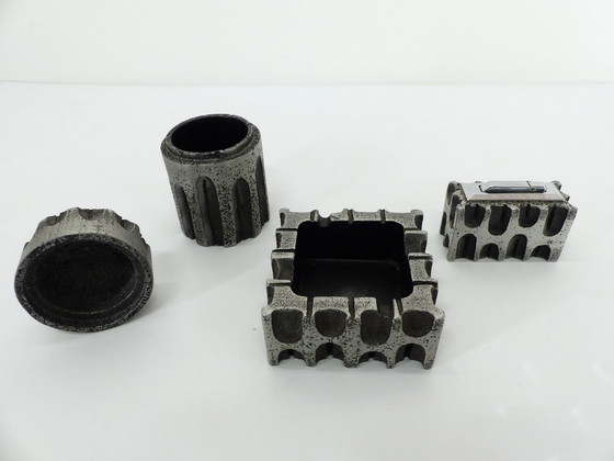 Image 1 of Set De Fumeur Brutaliste En Aluminium Casper Studioguss 1970