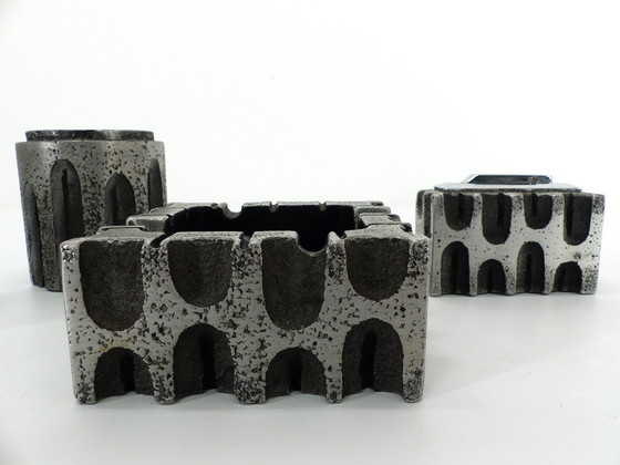 Image 1 of Set De Fumeur Brutaliste En Aluminium Casper Studioguss 1970