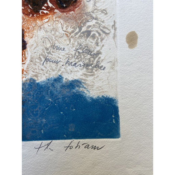 Image 1 of Gravure vintage d'une fleur pour mardochée par Theo Tobiasse, 1980