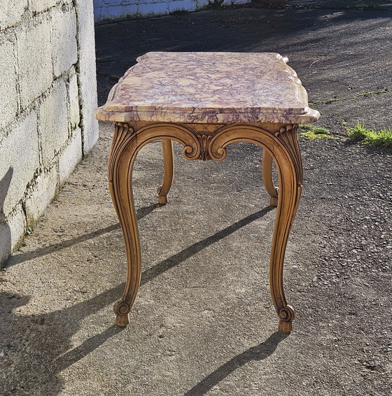 Image 1 of Table à café en marbre - Table à cocktail en bois et marbre - Table de salon - Style Louis Xv-60S