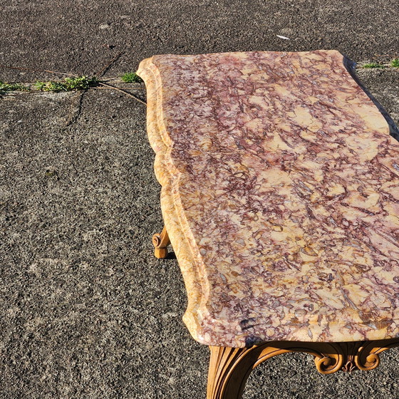 Image 1 of Table à café en marbre - Table à cocktail en bois et marbre - Table de salon - Style Louis Xv-60S