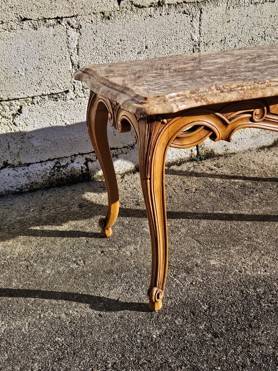 Image 1 of Table à café en marbre - Table à cocktail en bois et marbre - Table de salon - Style Louis Xv-60S