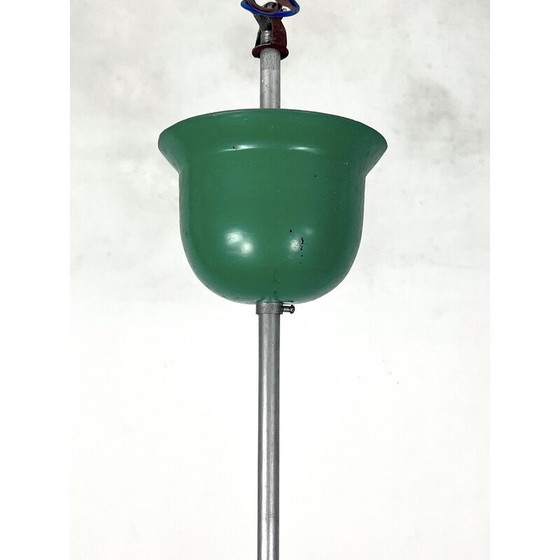 Image 1 of Lampe suspendue vintage en laque verte et verre de lait, Italie 1950