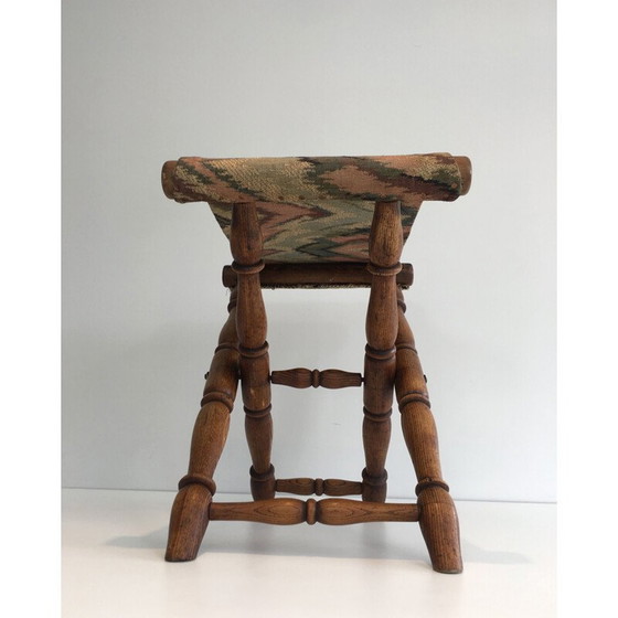 Image 1 of Tabouret pliant en bois et tapisserie 1930