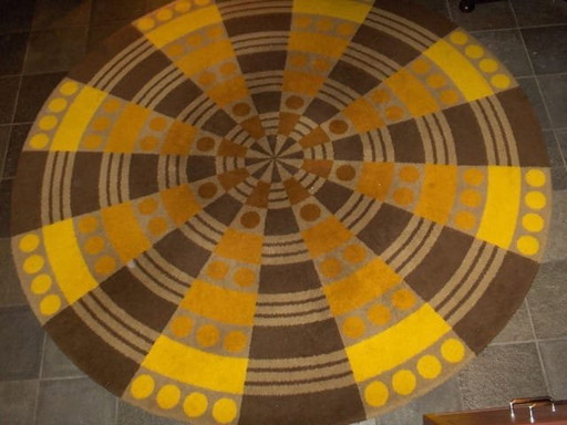 1970'Ier Tapis en laine 100%, Couleurs saturées 320Cm Rond