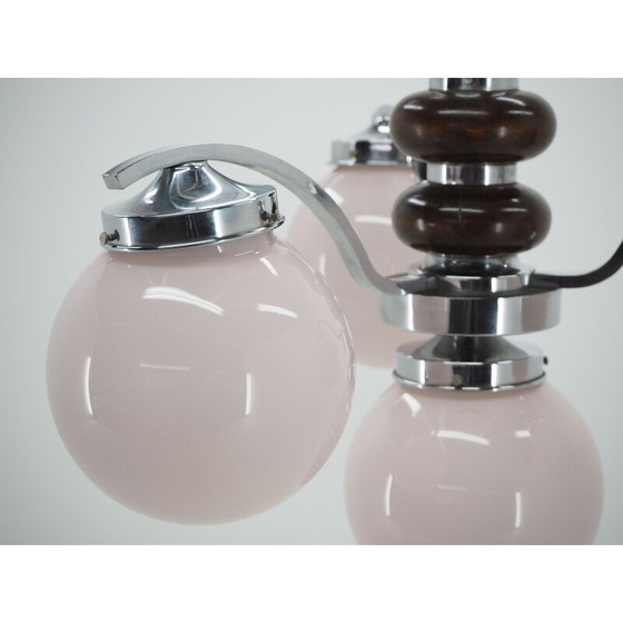 Image 1 of Lustre vintage art déco en verre chromé rose, 1930