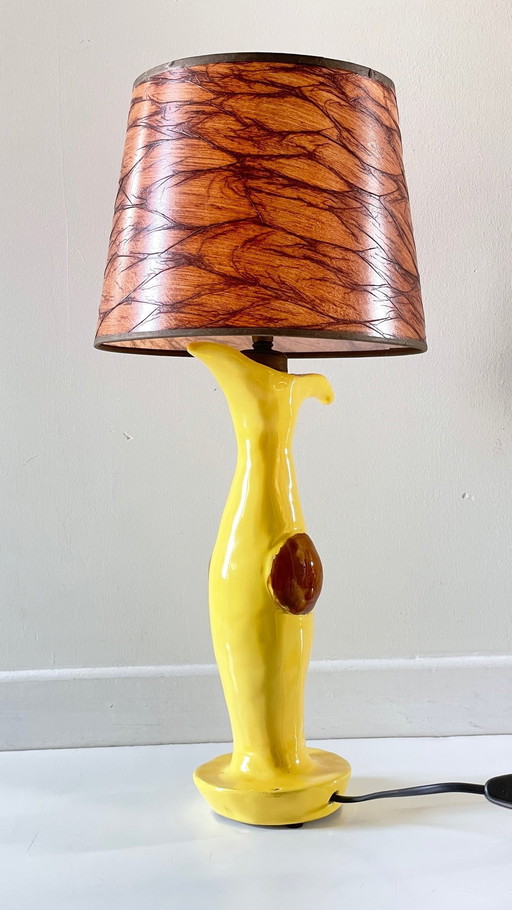 Lampe Céramique Artisanale Signée Vintage