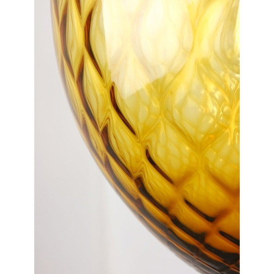 Image 1 of Lampe suspendue vintage en verre de Murano ambre d'Empoli