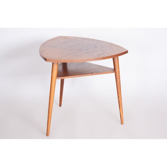 Image 1 of Table d'appoint vintage en chêne, Tchécoslovaquie 1950