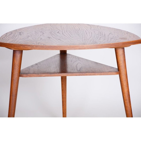 Image 1 of Table d'appoint vintage en chêne, Tchécoslovaquie 1950