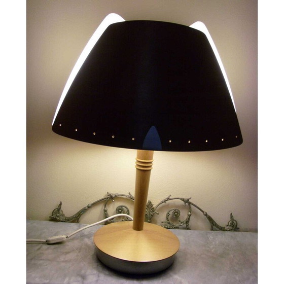 Image 1 of Lampe de table vintage en métal et bois pour Lucid, 1970
