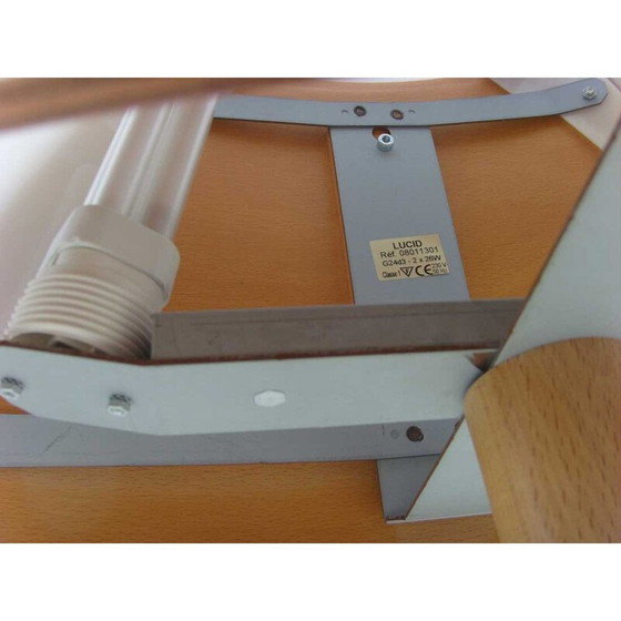 Image 1 of Lampe de table vintage en métal et bois pour Lucid, 1970