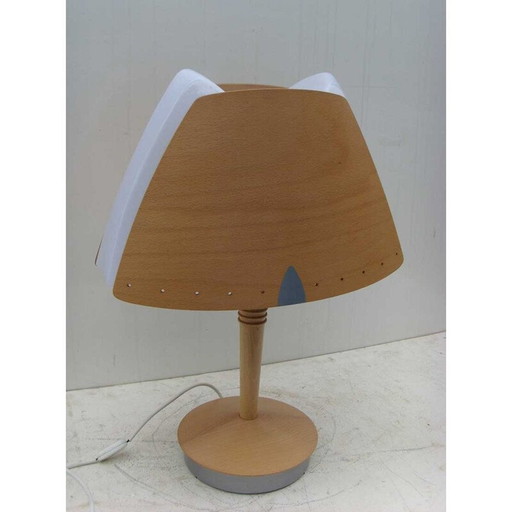 Lampe de table vintage en métal et bois pour Lucid, 1970