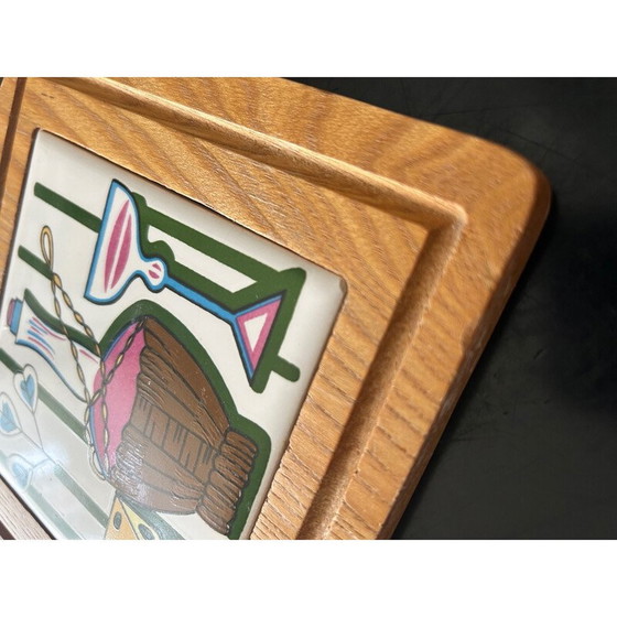 Image 1 of Dessous de plat vintage en bois et céramique, 1960
