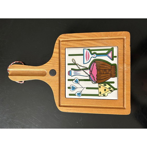 Image 1 of Dessous de plat vintage en bois et céramique, 1960