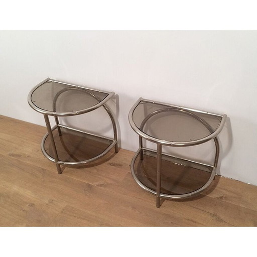 Paire de bouts de canapé arrondis vintage, 1970