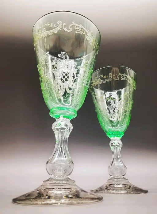 2X Saint St. Louis Verre Uranium "Mikado" circa 1900 !