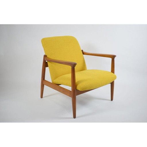 Fauteuil vintage polonais GFM64, conçu par E.Homa jaune 1960s