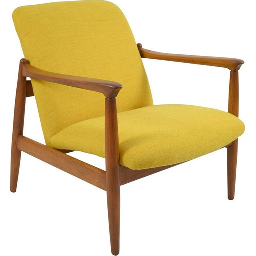 Fauteuil vintage polonais GFM64, conçu par E.Homa jaune 1960s