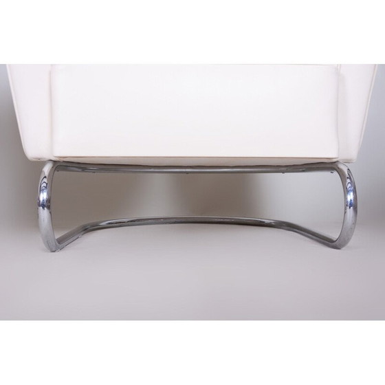 Image 1 of Paire de fauteuils vintage en cuir blanc par Jindrich Halabala pour Up Zavody, 1930