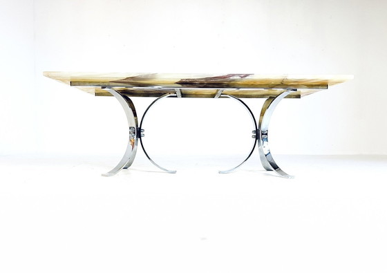 Image 1 of Table basse en onyx et chrome '80